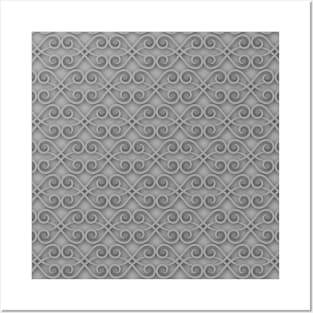 Grey textured vector tiles spiral pattern Posters and Art